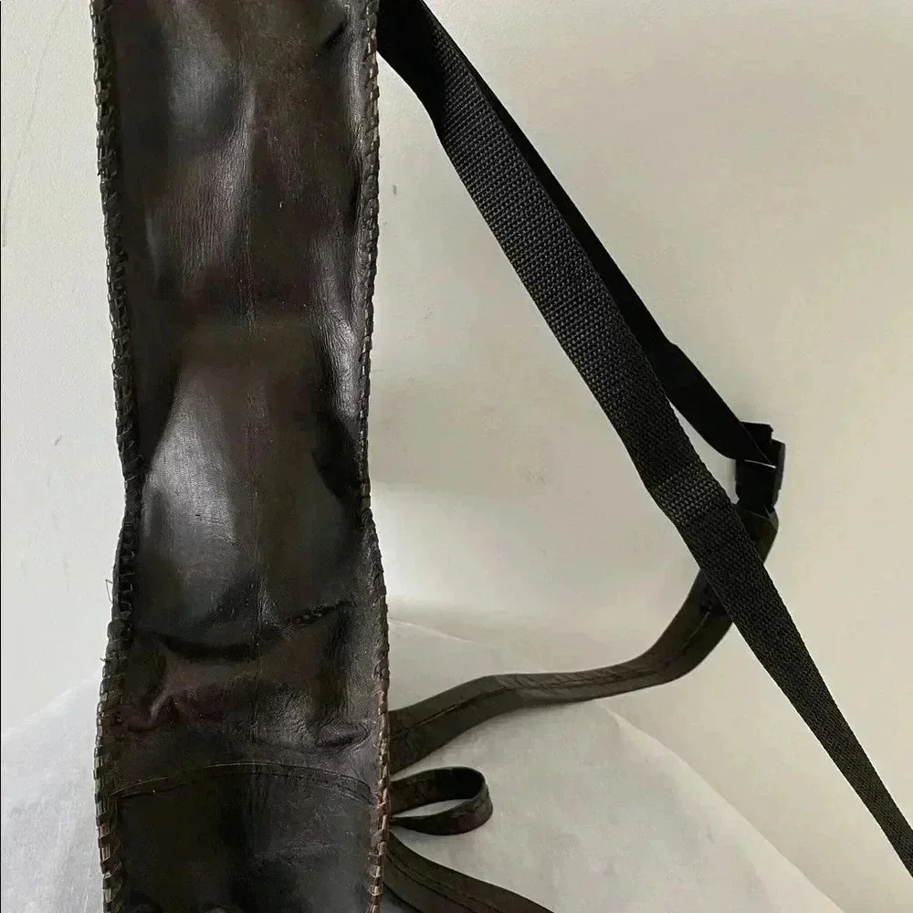 Handmade  unisex black brown leather backpack